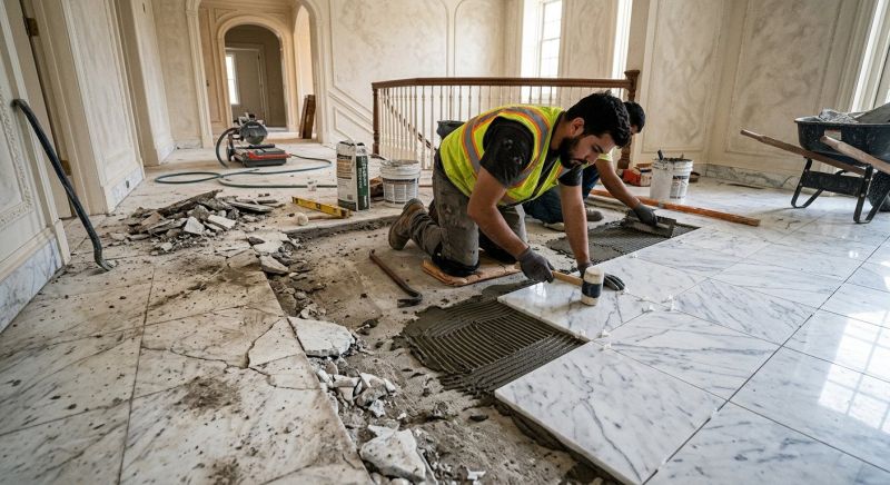 Marble Tile Floor Installation in Olathe, KS