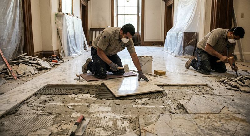 White Marble Tile Installation in Wilmington, NC
