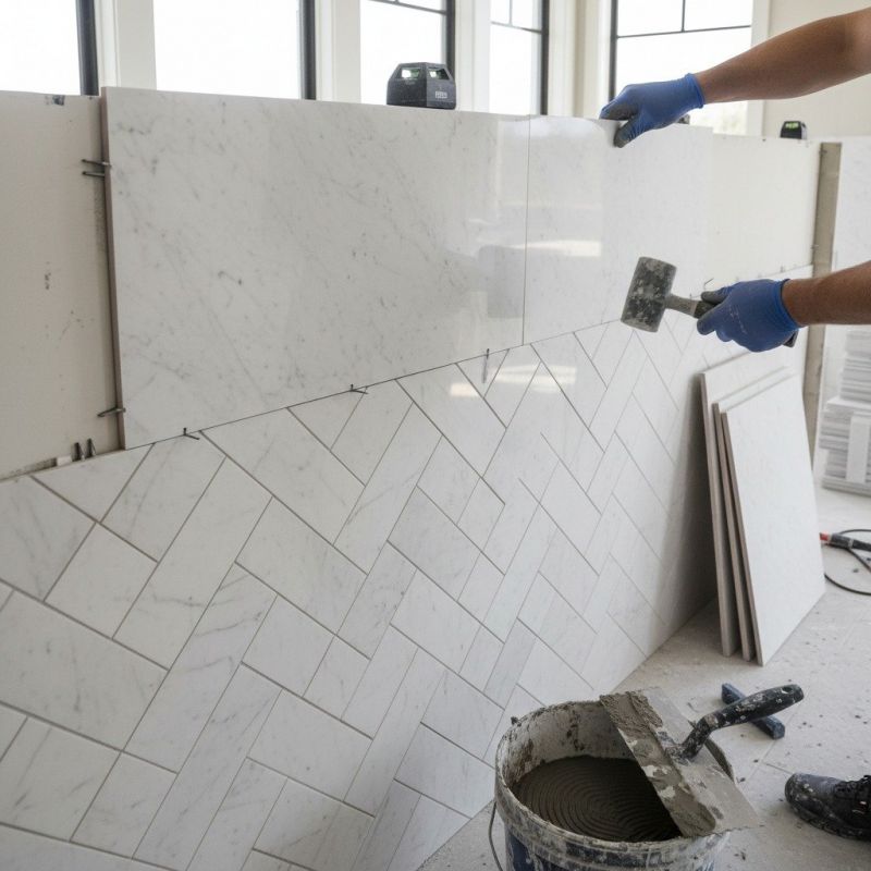 White Marble Tile Installation in Wilmington, NC
